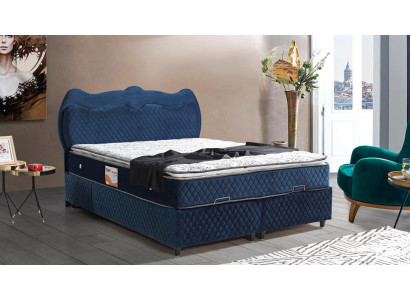 Bed Design Bed Luxury Blue Upholstered Bedroom Furniture Luxury Modern Boxspring