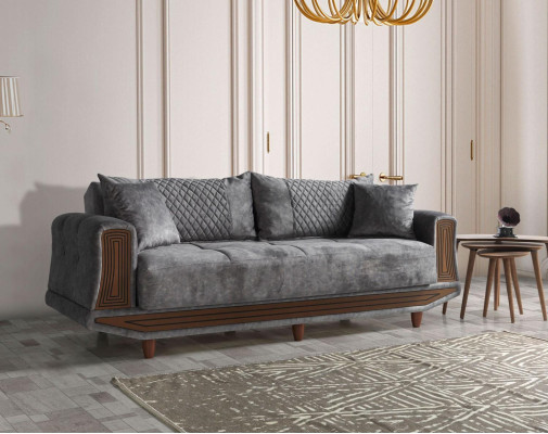 Sofaset 3+2+1+1 zitplaatsen Textiel Hout Bankstel 3 zitter Modern Fauteuil Compleet Set