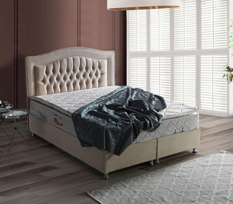 Bedden ontwerp Bedden Luxe Beige Bekleding Slaapkamer Meubels Zilver Chesterfield