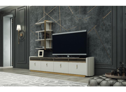 Woonkamerontwerp wandplank tv-standaard wandkast woonkamer houten inrichting