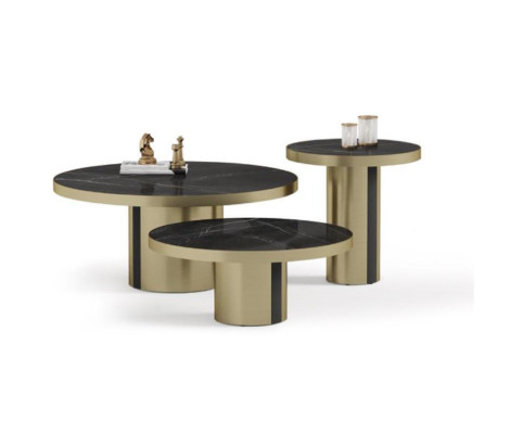 Luxe salontafelset 3x ronde tafels Moderne woonkamer bijzettafels Nieuw.