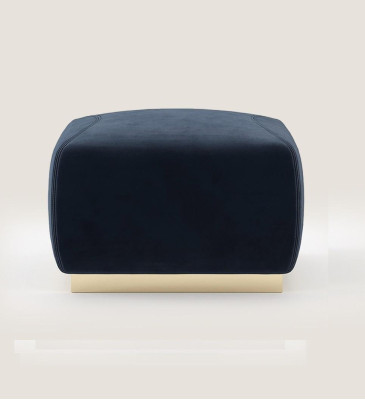 Ontwerper Luxe Blauwe Kruk Met Roestvrijstalen Rand Stoffen Bekleding Meubels Nieuw
