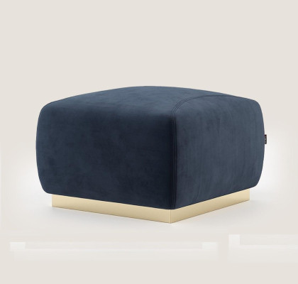 Ontwerper Luxe Blauwe Kruk Met Roestvrijstalen Rand Stoffen Bekleding Meubels Nieuw