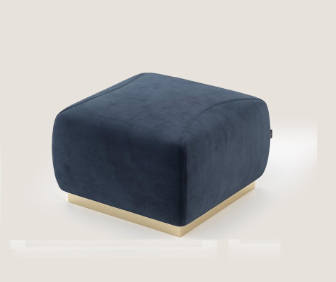 Ontwerper Luxe Blauwe Kruk Met Roestvrijstalen Rand Stoffen Bekleding Meubels Nieuw