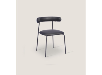 Zwarte roestvrijstalen stoel kunstlederen stoelen Eenzitter eetkamermeubilair.