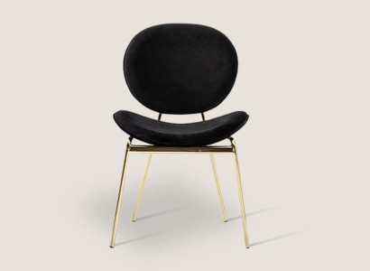 Zwarte designstoel met roestvrijstalen poten Moderne eetkamerstoelen