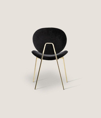 Zwarte designstoel met roestvrijstalen poten Moderne eetkamerstoelen