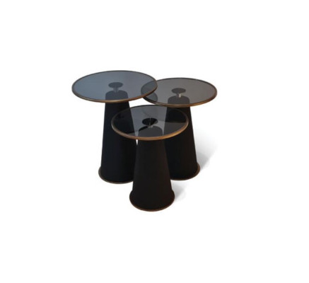 Moderne Zwarte Bijzettafel Set 3x Luxe Woonkamer Salontafels Nieuw