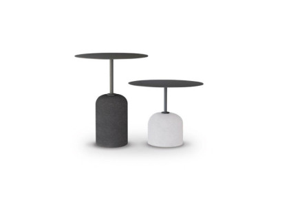 Zwart-witte salontafel set Luxe 2x Ronde designer bijzettafels Tafel
