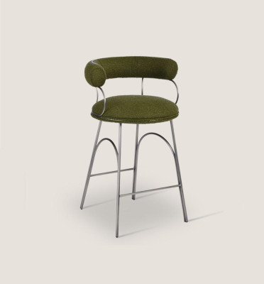 Olijfgroene barkruk Luxe fauteuil Designer stoel Beklede meubels
