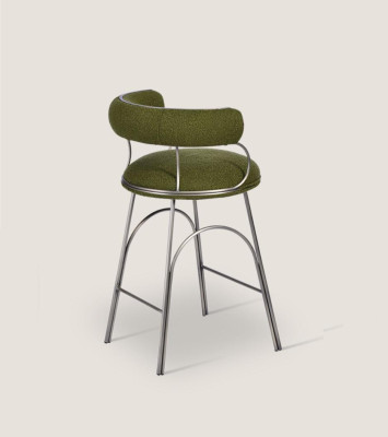 Olijfgroene barkruk Luxe fauteuil Designer stoel Beklede meubels