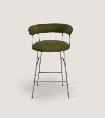 Olijfgroene barkruk Luxe fauteuil Designer stoel Beklede meubels