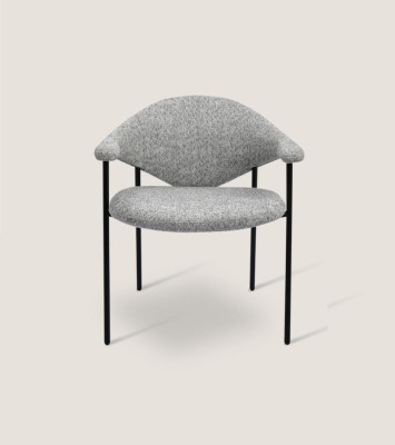 Moderne grijze eetkamerstoel met armleuningen, eenpersoons gestoffeerde stoelen.