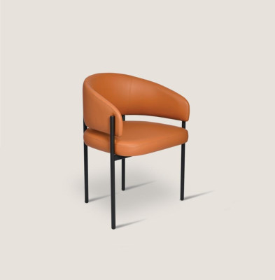 Oranje luxe stoel Moderne eetkamerstoelen Gestoffeerd kunstleer meubels