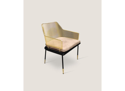 Luxe eenzitter-designfauteuil met roestvrijstalen elementen Nieuwe stoelen