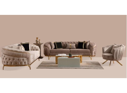 Chesterfield bankstel 3-zits design gestoffeerde bankstel set
