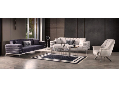 Luxe bankstel 321 Modern Set Design Bank Bekleding Grijs Nieuw