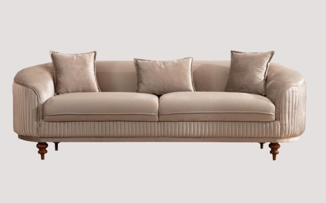 Bankstel 3-zits Elegant Moderne Luxe Design Houten Meubels Bekleding