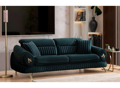 Groene driezits luxe bank Modern houten ontwerp Nieuwe woonkamermeubels.