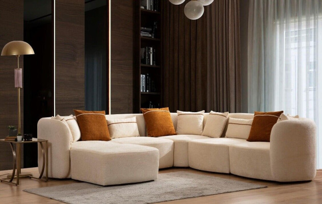 Woonkamer Beige Modern Bank L-Vormige Zithoekbank Bank Meubels