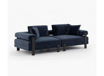 Bankstel 2 zits gestoffeerd bankstel Blauw Textill Design Modern Bank Bankstellen Luxe