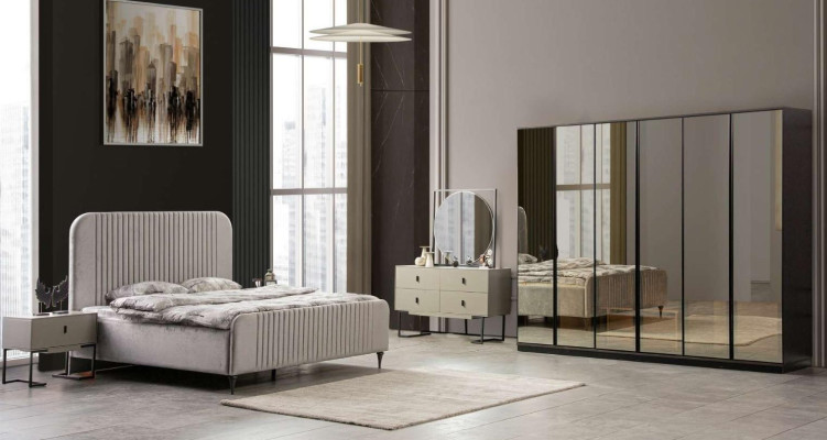 Bed 2x bedside tables bedroom set design modern luxury set 5-piece.