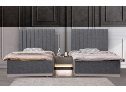 Slaapkamer 2x Bed Nachtkastje Bedden Dubbel Hotel Bekleding 3-delig.