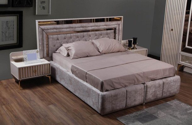 Modern compleet slaapkamer set Designer bed 2x nachtkastjes 5-delig