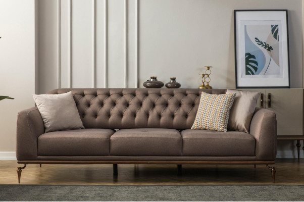 Beige Chesterfield woonkamerset met 3+1 zits luxe bank nieuw.