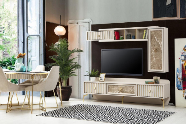 Ontwerper Moderne woonkamer Luxe houten planken Woonkamer meubels Stijlvol