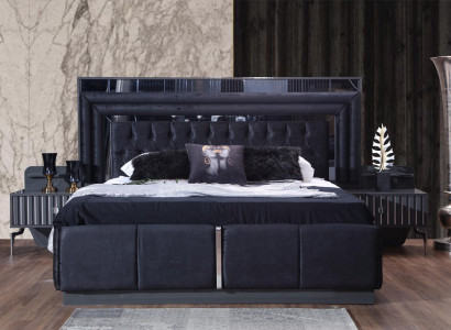 Zwart luxe Chesterfield tweepersoonsbed moderne bedframes houten meubels