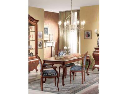 Klassieke eetkamerset luxe tafel 2x armstoelen hout groep 5-delig