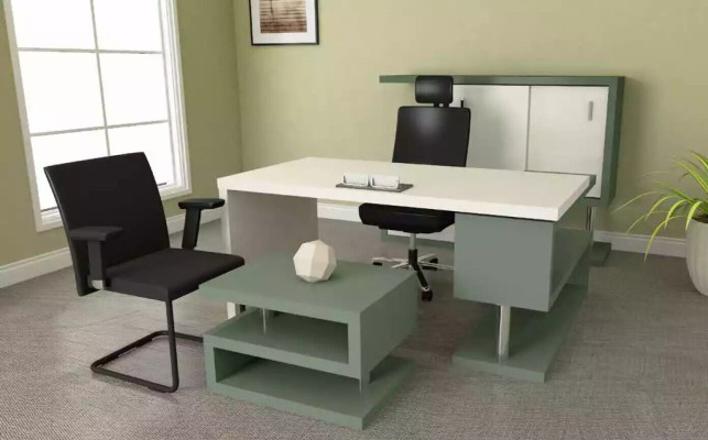 Moderne exclusieve kantoorset Houten meubels Bureau Archiefkast Salontafel