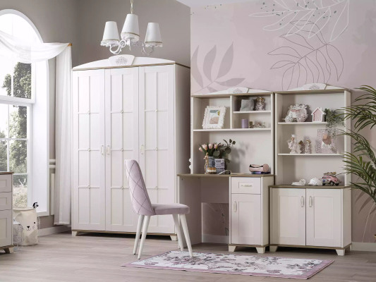 Compleet kinderbed kindermeubels kinderkamer bed hout roze set 8-delig