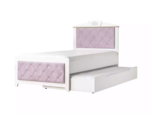 Chesterfield functioneel bed Uitschuifbaar kinderbed Bed 120 Hout Roze