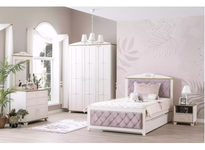 Functiebed Chesterfield Uitschuifbaar kinderbed Bed 100 hout Roze