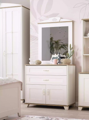 Garnitur Dressoir met Spiegel Set Kast Hout Wit Dressoirs Ontwerp