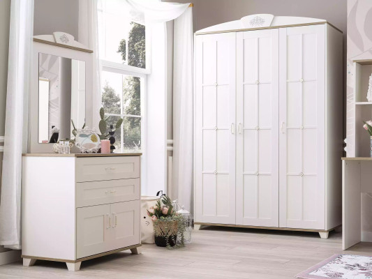 Garnitur Dressoir met Spiegel Set Kast Hout Wit Dressoirs Ontwerp