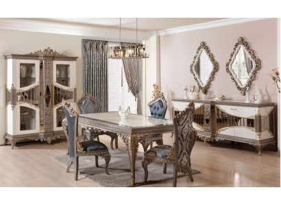Luxe witte eetkamerset eetkamer meubels tafel stoelen spiegel