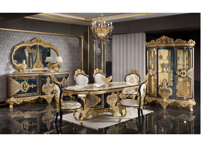 Zwart-gouden eetkamerset eettafel houten meubels eettafel 5-delig nieuw.