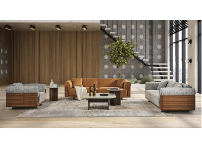 Sofaset Compleet bankstel Gestoffeerde bank Bruin stof Stoffen bank