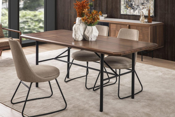 Eethoek Eetgroep Eettafel Set 8-delig Eetkamer Bruin Hout Stijlvol