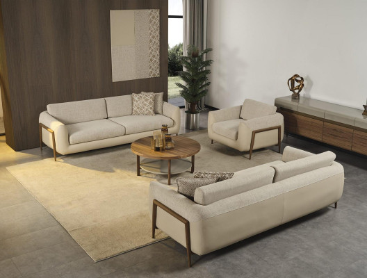 Volledige gestoffeerde bankstel bankstel bankstel Beige stof stoffen bankstellen.