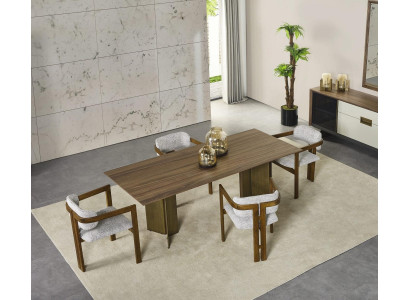 Garnituur eettafel eethoek eetgroep set 7-delig eetkamer bruin hout