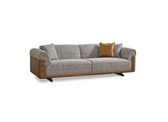 Driepersoons bank 3-zits gestoffeerde bank Grijs stof Polyester Bank Modern