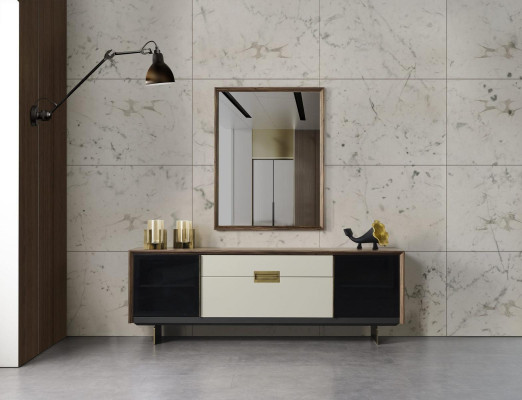 Dressoir Sideboard met spiegel ladekast hout veelkleurig eetkamer set