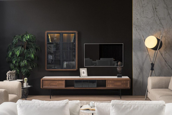 Groep RTV Lowboard TV-standaard Sideboard Kast 2-delig Hout Bruin Rek