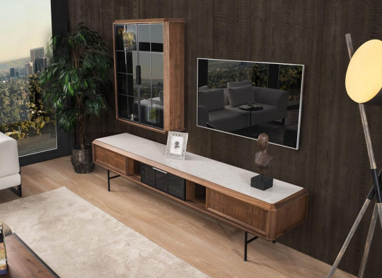 Groep RTV Lowboard TV-standaard Sideboard Kast 2-delig Hout Bruin Rek