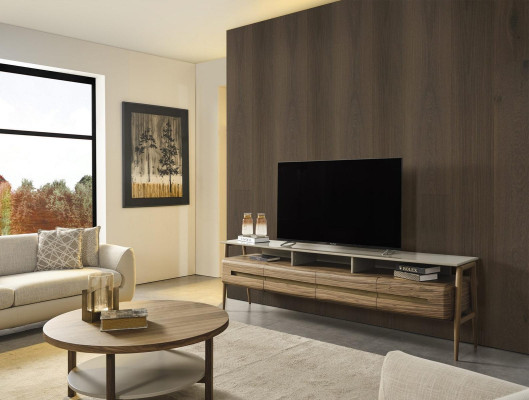 RTV Lowboard TV stand Woonwand dressoir kast Hout Bruin Stijlvol