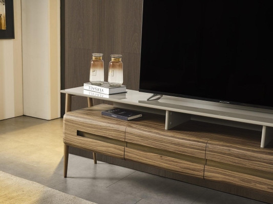 RTV Lowboard TV stand Woonwand dressoir kast Hout Bruin Stijlvol